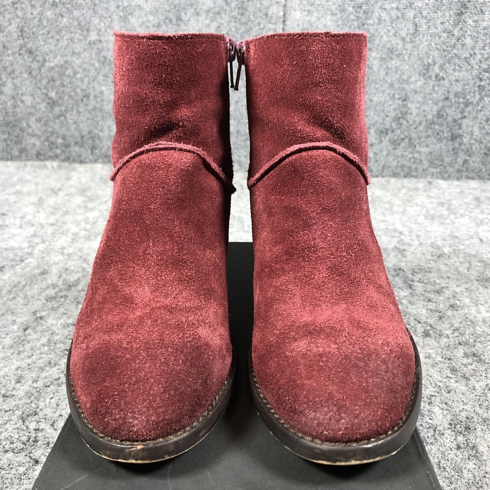 Steve Madden Milaan Ankle Booties Womens 7.5 M Burgundy Suede Block Heel‎ Boots - Picture 4 of 16